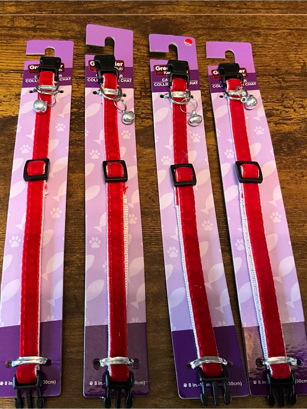 Lot Of 4 Greenbriar Red Velvet Cat Collars Break-Away 8-12 Inches